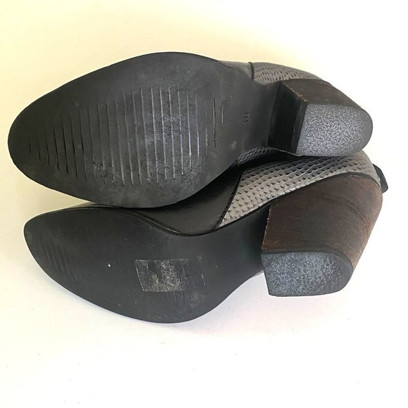 size 38 (US 7) Kaanas leather black ankle booties heel boots reptile back - Picture 7 of 10